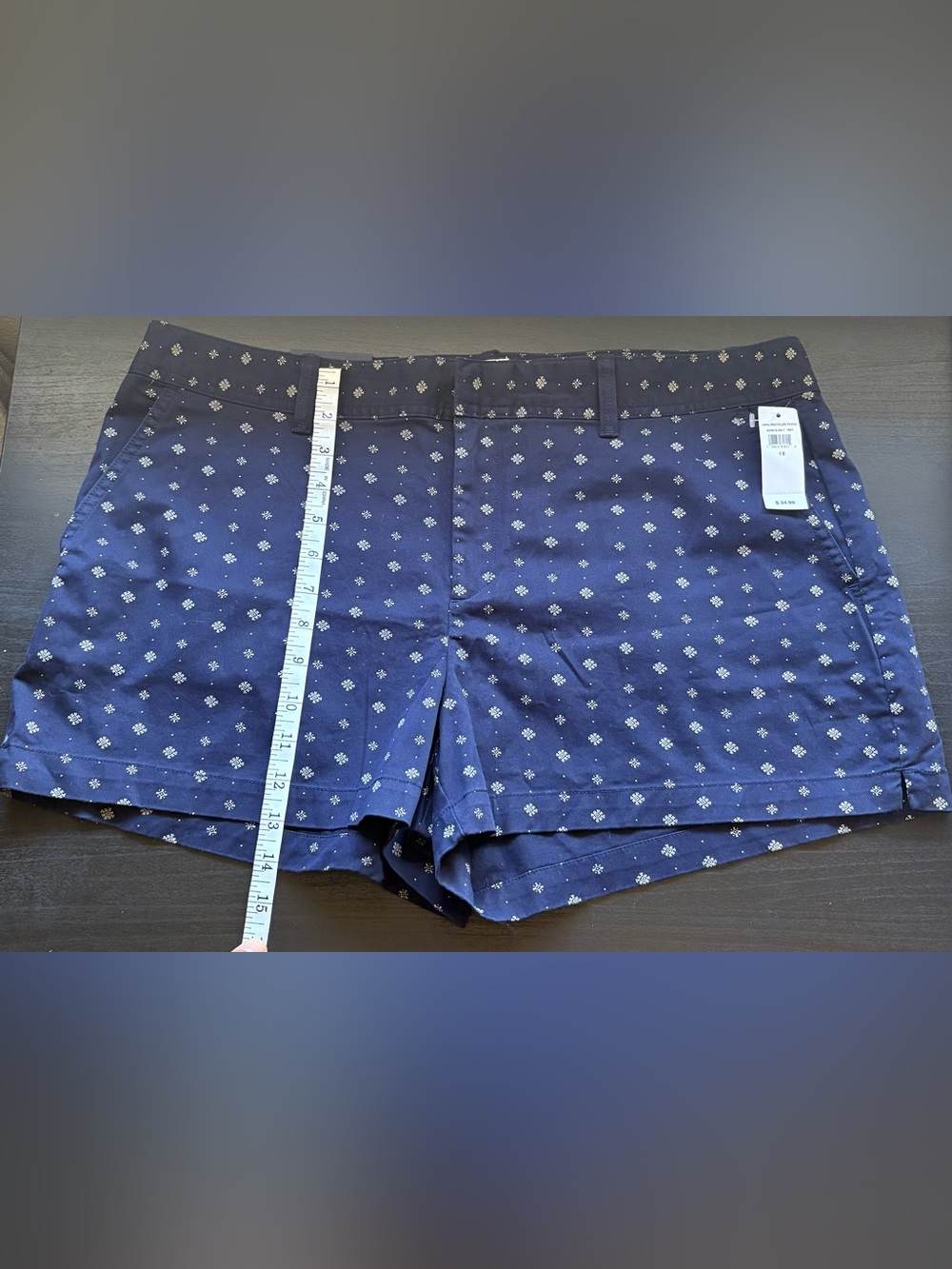 NWT Gap Navy Blue Geometric City Shorts Stretch Mid Rise 3" Inseam Size 16